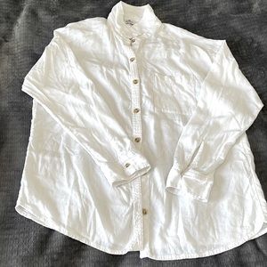 Hollister white linen button down shirt